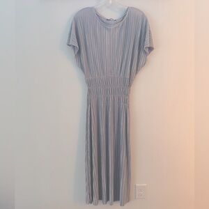 Silver Pleated Stretch Zara Dress - Size Large - NWT